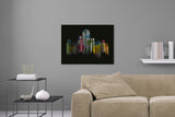 Aufgehängtes Wandbild einer Illustration von Hochhäusern. Fotokunst online kaufen. Hinter Acrylglas oder als Poster