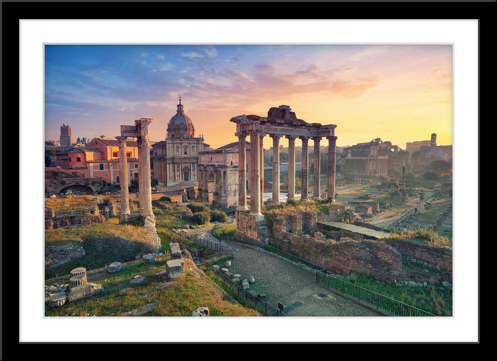  Farbige Architektur Fotografie des Forum Romanum in Rom. Fotokunst online kaufen. Wandbild im Rahmen