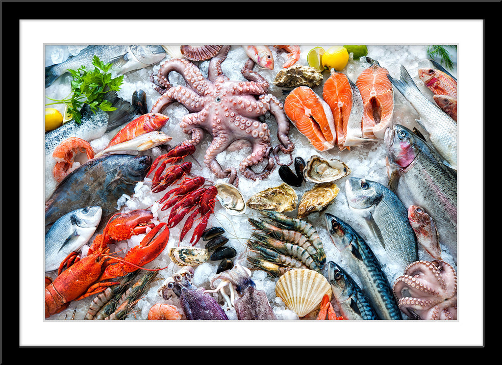 Fotografie von Meerestieren auf Eis. Fotokunst online kaufen. Wandbild im Rahmen