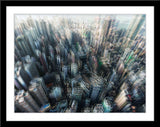 Abstrakte Stadt Fotografie von Hong Kong von oben. Fotokunst online kaufen. Wandbild im Rahmen