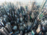 Abstrakte Stadt Fotografie von Hong Kong von oben. Fotokunst online kaufen. Wandbild hinter Acrylglas oder als Poster