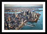 Stadt Architektur Fotografie der Insel Manhattan in New York von oben. Fotokunst und Bilder online kaufen. Wandbild im Rahmen