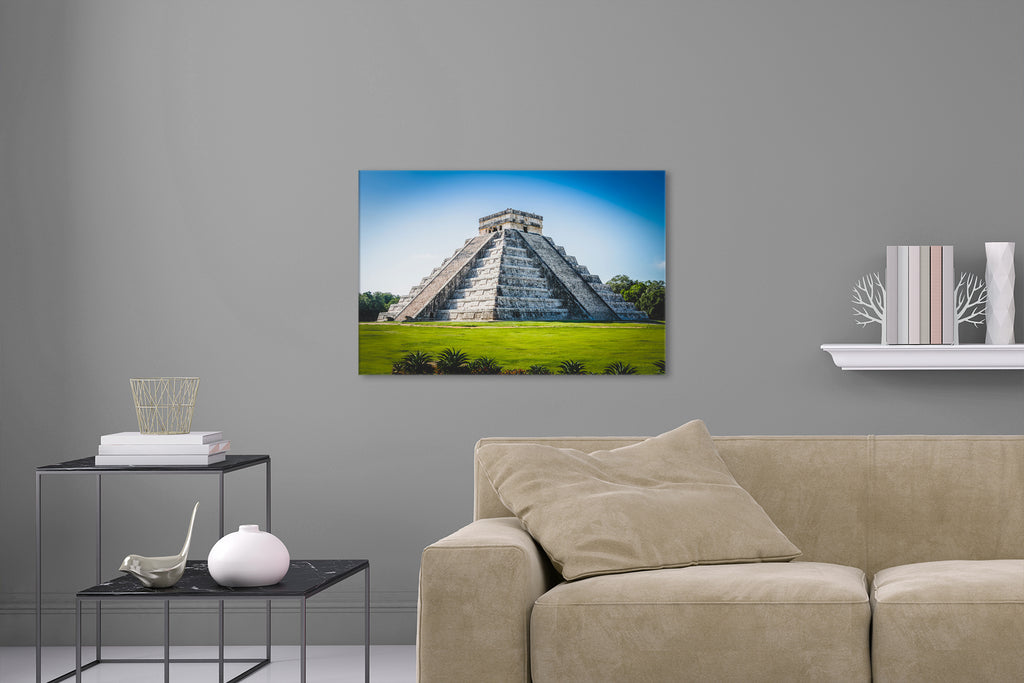 Aufgehängte Architektur Fotografie des Maya Tempels. Fotokunst und Bilder online kaufen. Wandbild hinter Acrylglas oder als Poster