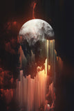 Abstrakte Fotografie vom Mond im Hochformat. Fotokunst und Bilder online kaufen. Wandbild hinter Acrylglas oder als Poster