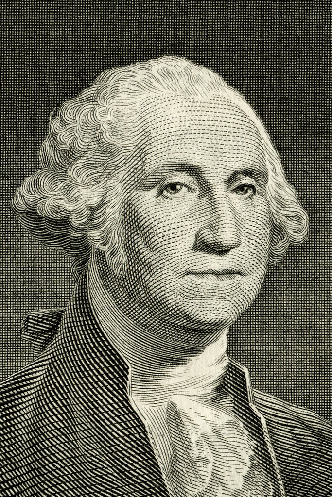 People Fotografie von George Washington auf der one dollar bill im Hochformat. Fotokunst und Bilder online kaufen. Wandbild hinter Acrylglas oder als Poster