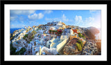 Architektur Fotografie der Stadt Santorini im Panorama Format. Fotokunst und Bilder online kaufen. Wandbild im Rahmen