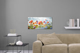 Aufgehängte Natur Blumen Fotografie von Mohnblumen im Panorama Format. Fotokunst und Bilder online kaufen. Wandbild hinter Acrylglas oder als Poster