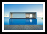 Architektur Fotografie von einem modernen Haus mit Pool am Meer. Fotokunst und Bilder online kaufen. Wandbild im Rahmen