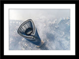 Architektur Stadt Fotografie des Shanghai Tower aus der Vogelperspektive. Fotokunst und Bilder online kaufen. Wandbild im Rahmen