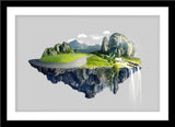 Abstraktes Fotografie Komposing von einer fliegenden Insel im Sommer. Fotokunst und Bilder online kaufen. Wandbild im Rahmen