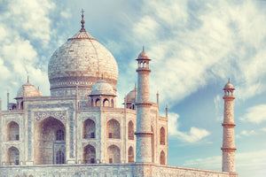 Architektur Fotografie des Taj Mahal in Indien. Fotokunst und Bilder online kaufen. Wandbild hinter Acrylglas oder als Poster