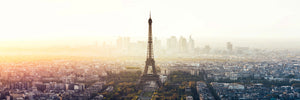 Architektur Fotografie der Skyline von Paris mit dem Eiffel Turm im Panorama Format. Fotokunst und Bilder online kaufen. Wandbild hinter Acrylglas oder als Poster