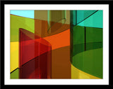 Abstrakte Fotografie von grünen, gelben und roten Röhren im Querformat. Fotokunst und Bilder online kaufen. Wandbild im Rahmen