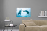 Aufgehängte Tier Unterwasser Fotografie von zwei schwimmenden Eisbären. Fotokunst und Bilder online kaufen. Wandbild hinter Acrylglas oder als Poster