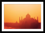 Architektur Landschafts Fotografie der Silhouette des Taj Mahal in orange, gelb. Fotokunst und Bilder online kaufen. Wandbild im Rahmen